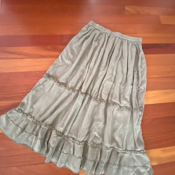 Green Boho Prairie Maxi Skirt size Medium - Picture 4 of 5
